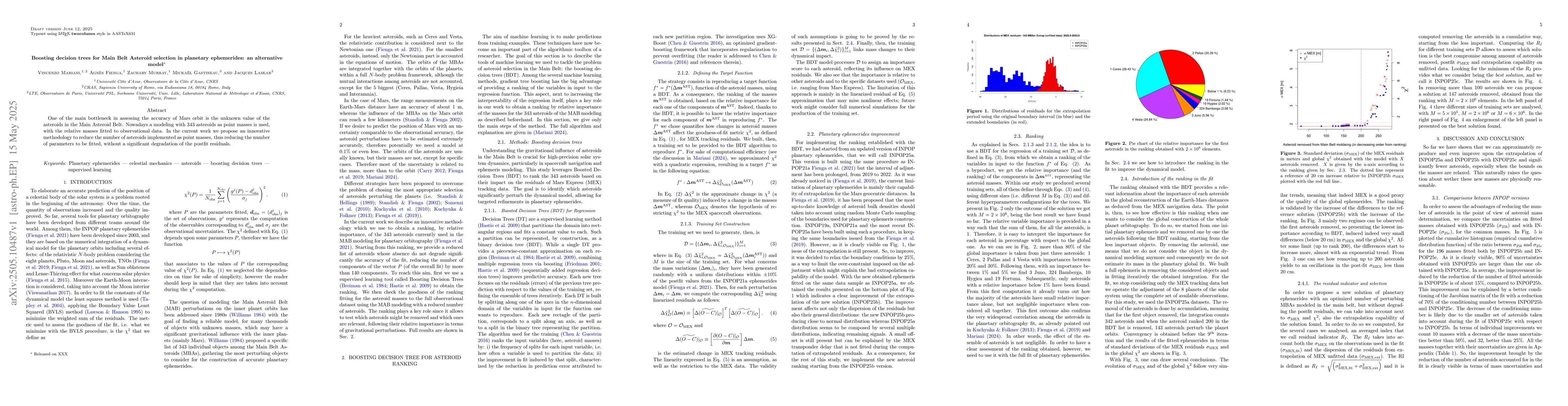Thumbnail for Boosting decision trees for Main Belt Asteroid selection in planetary
  ephemerides: an alternative model