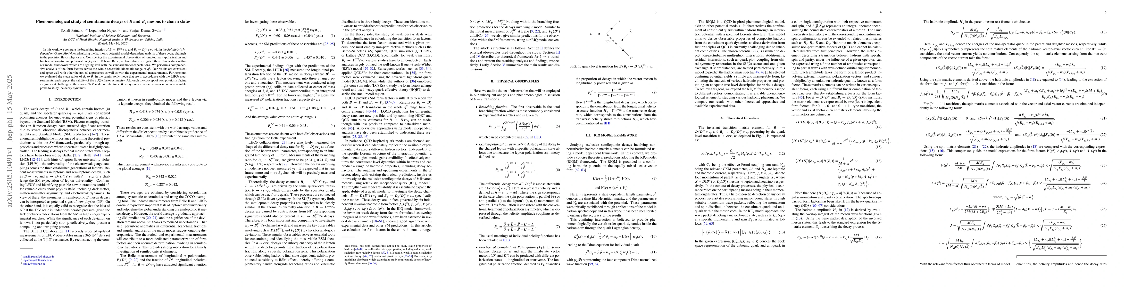 Thumbnail for Phenomenological study of semitauonic decays of $B$ and $B_s$ mesons to
  charm states