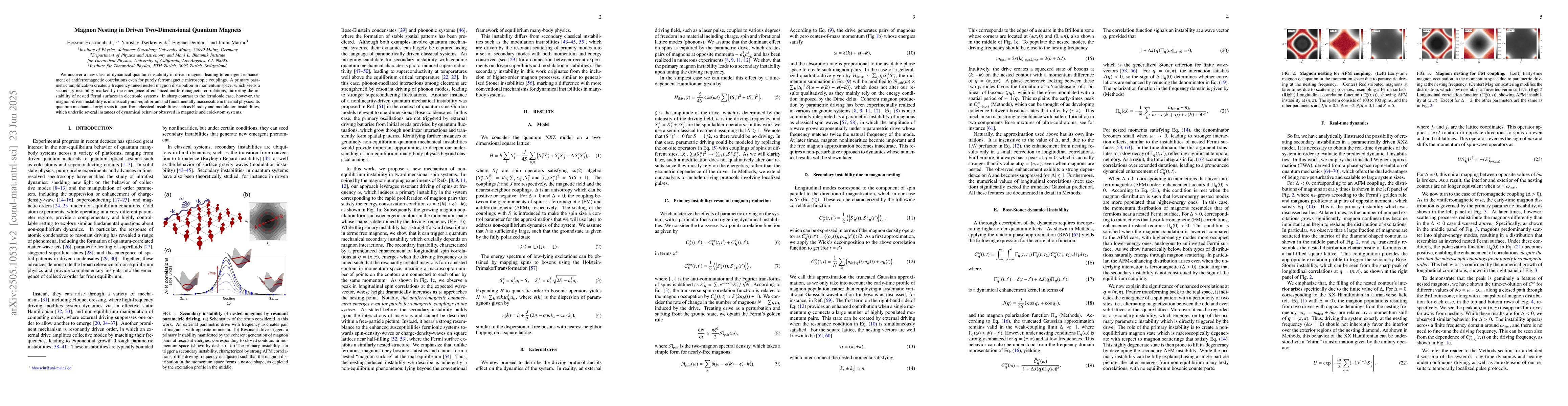 Thumbnail for Magnon Nesting in Driven Two-Dimensional Quantum Magnets