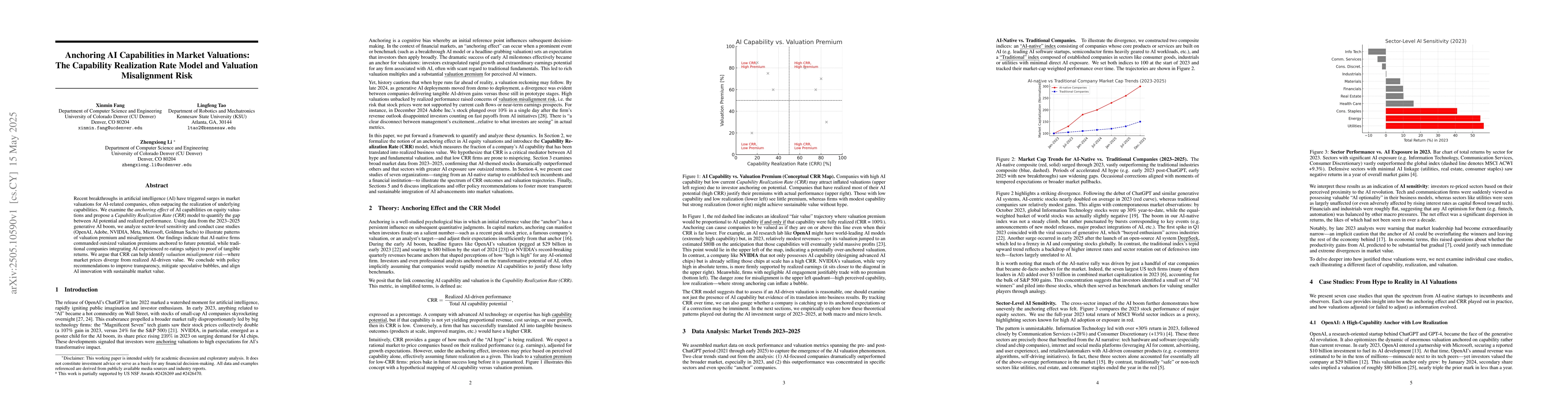 Thumbnail for Anchoring AI Capabilities in Market Valuations: The Capability
  Realization Rate Model and Valuation Misalignment Risk