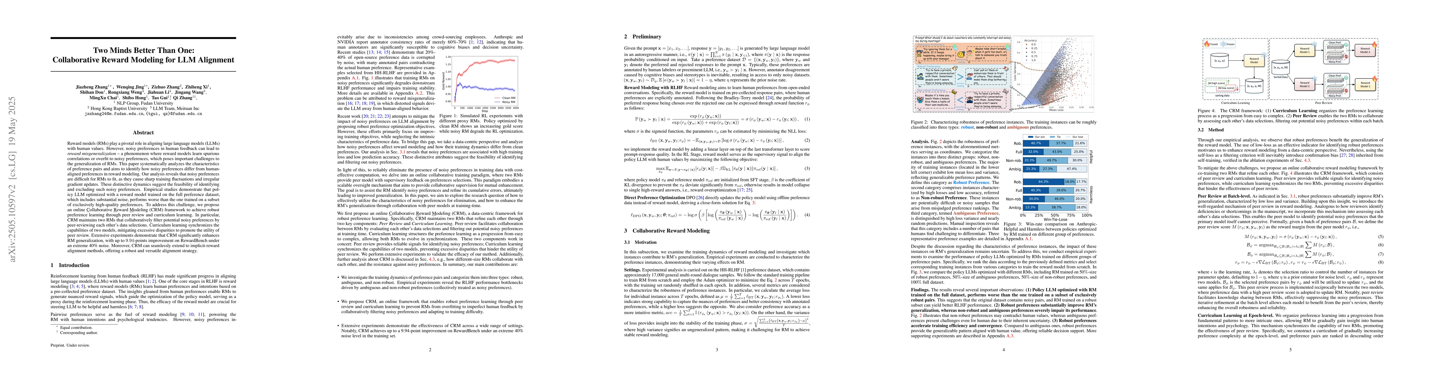 Thumbnail for Two Minds Better Than One: Collaborative Reward Modeling for LLM
  Alignment