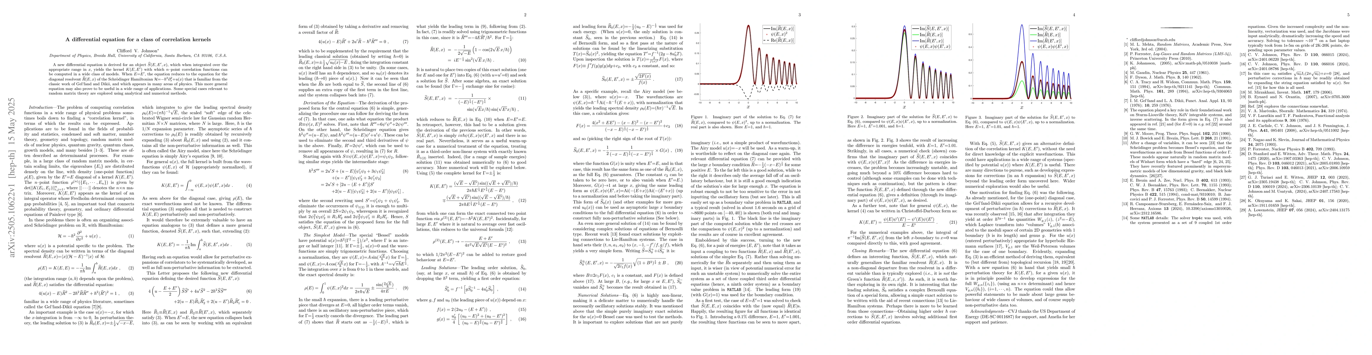 Thumbnail for A differential equation for a class of correlation kernels