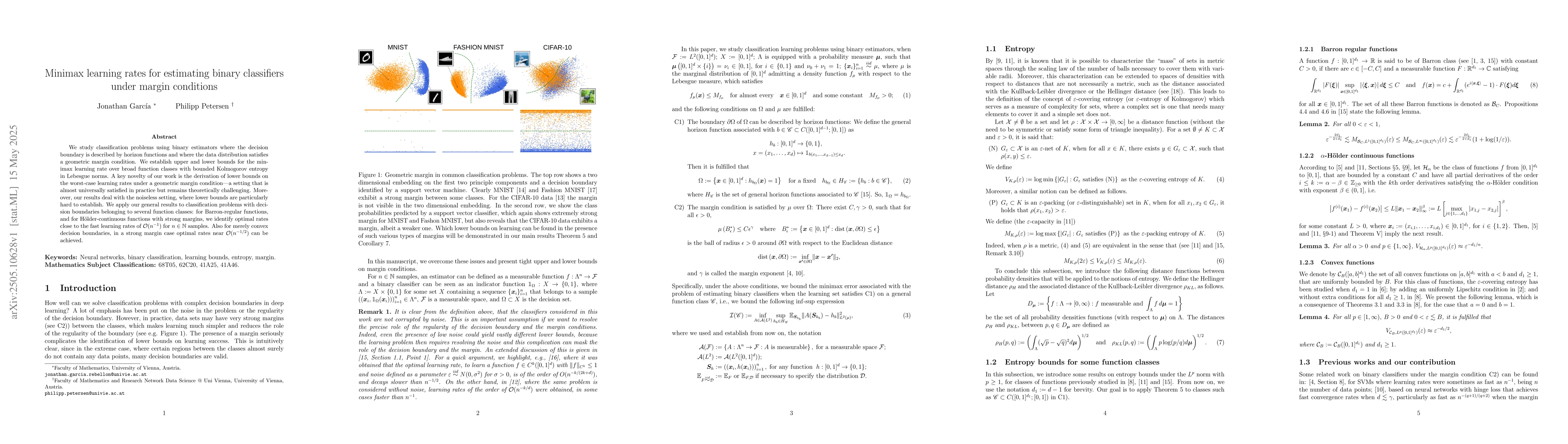 Thumbnail for Minimax learning rates for estimating binary classifiers under margin
  conditions