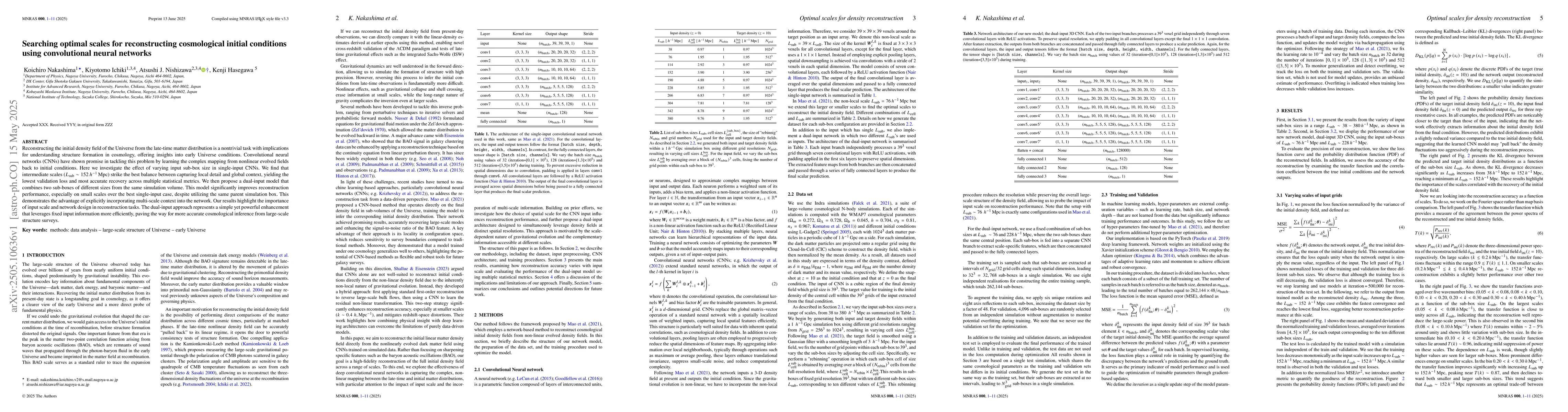 Thumbnail for Searching optimal scales for reconstructing cosmological initial
  conditions using convolutional neural networks