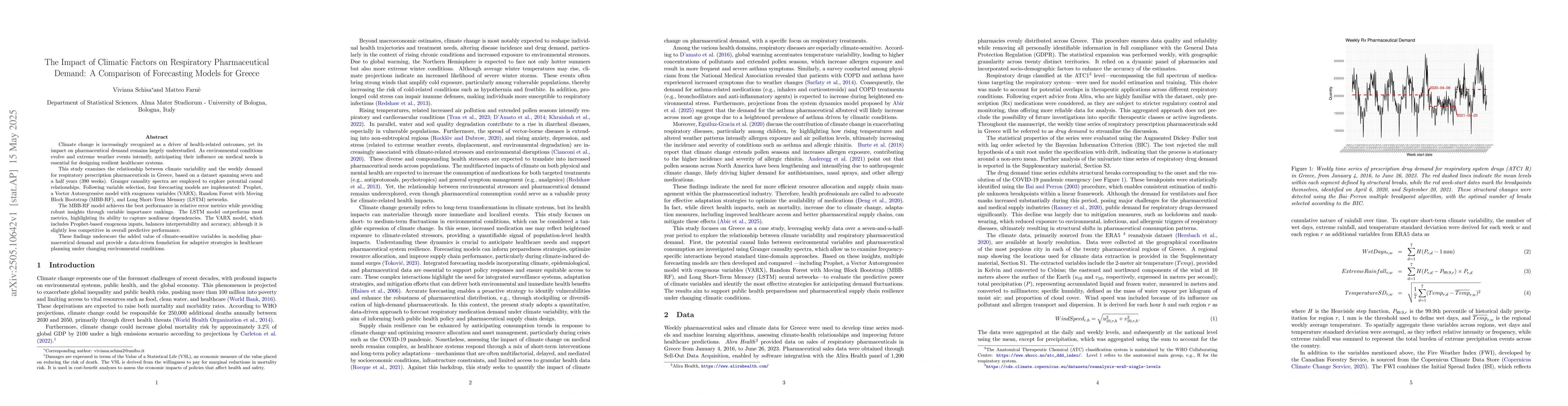 Thumbnail for The Impact of Climatic Factors on Respiratory Pharmaceutical Demand: A
  Comparison of Forecasting Models for Greece