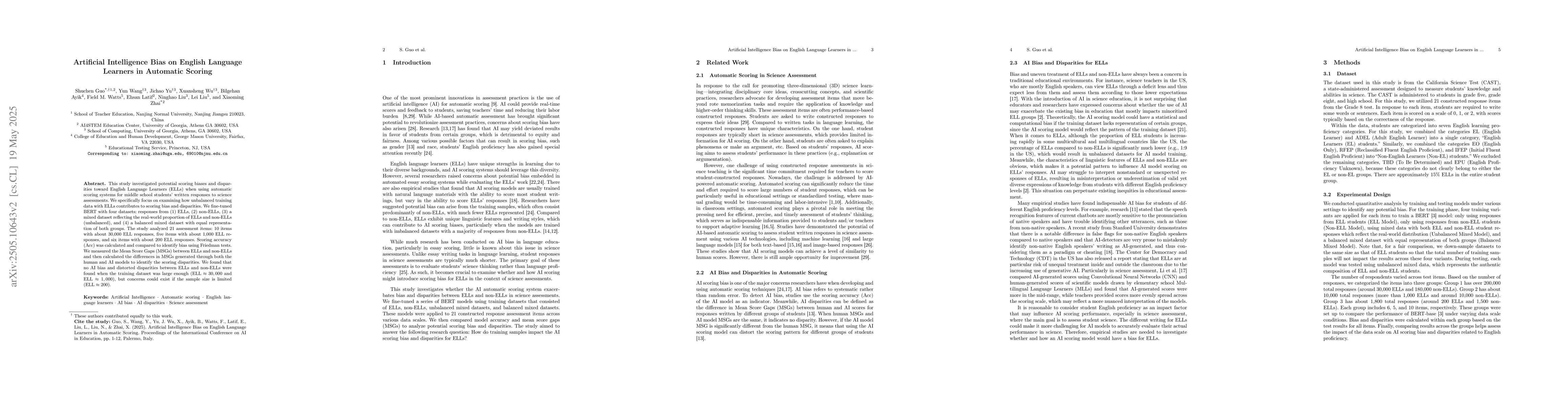 Thumbnail for Artificial Intelligence Bias on English Language Learners in Automatic
  Scoring