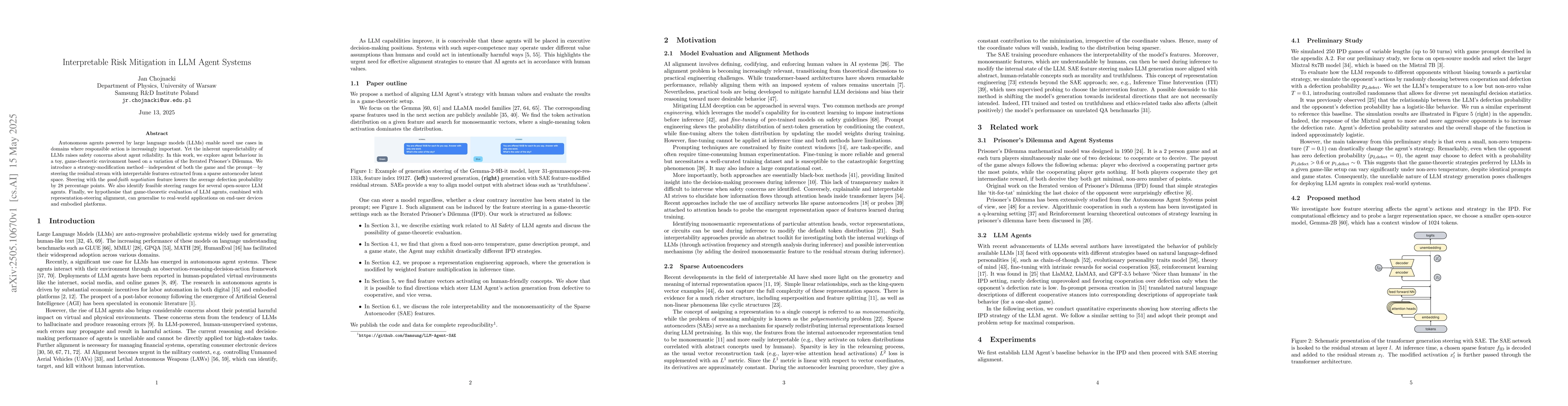 Thumbnail for Interpretable Risk Mitigation in LLM Agent Systems