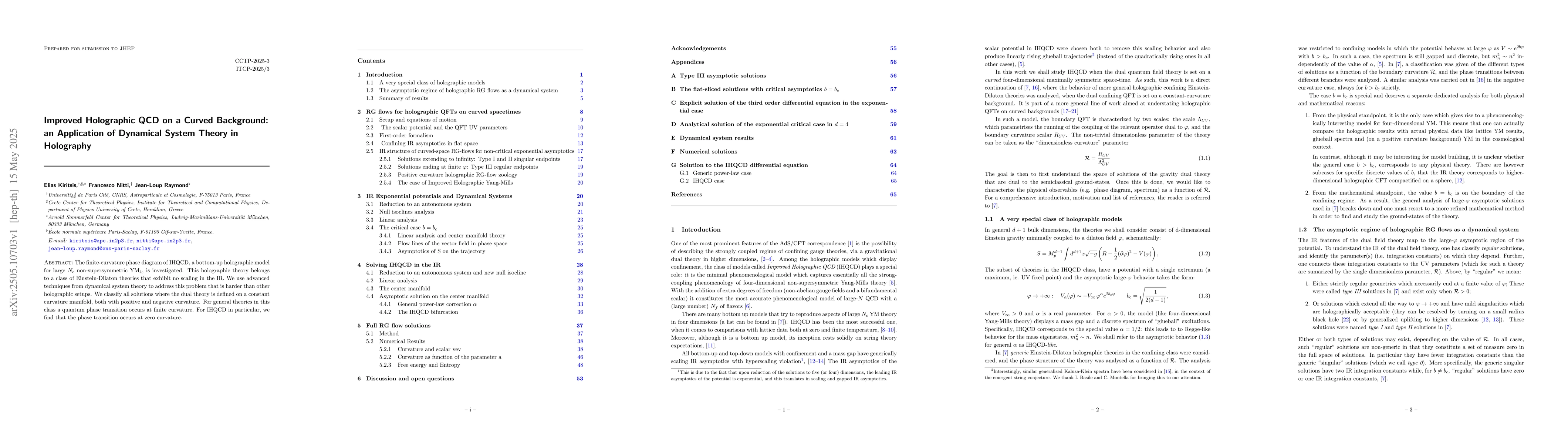 Thumbnail for Improved Holographic QCD on a Curved Background: an Application of
  Dynamical System Theory in Holography