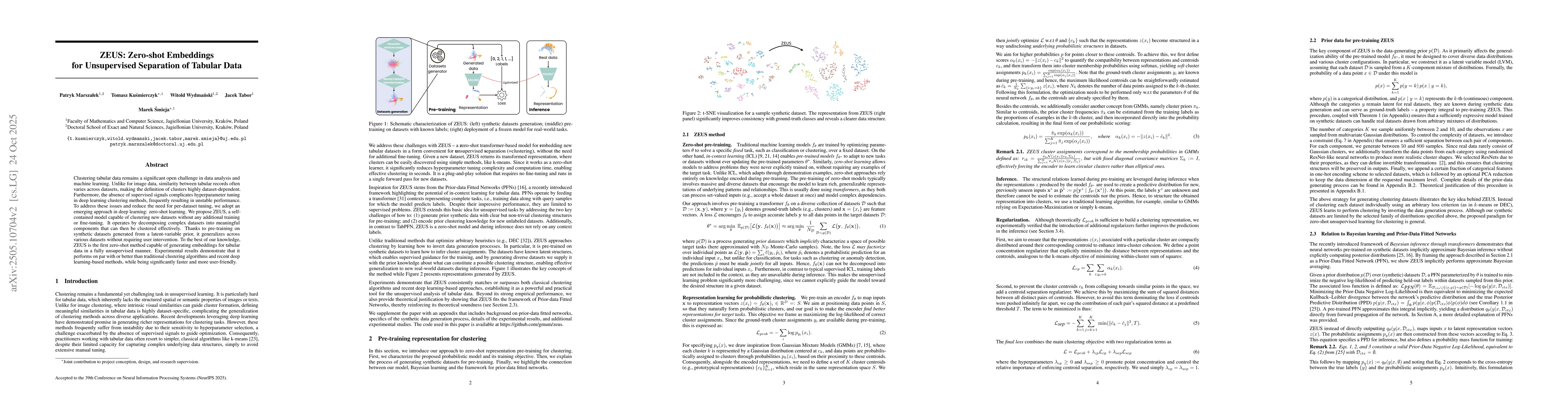Thumbnail for ZEUS: Zero-shot Embeddings for Unsupervised Separation of Tabular Data