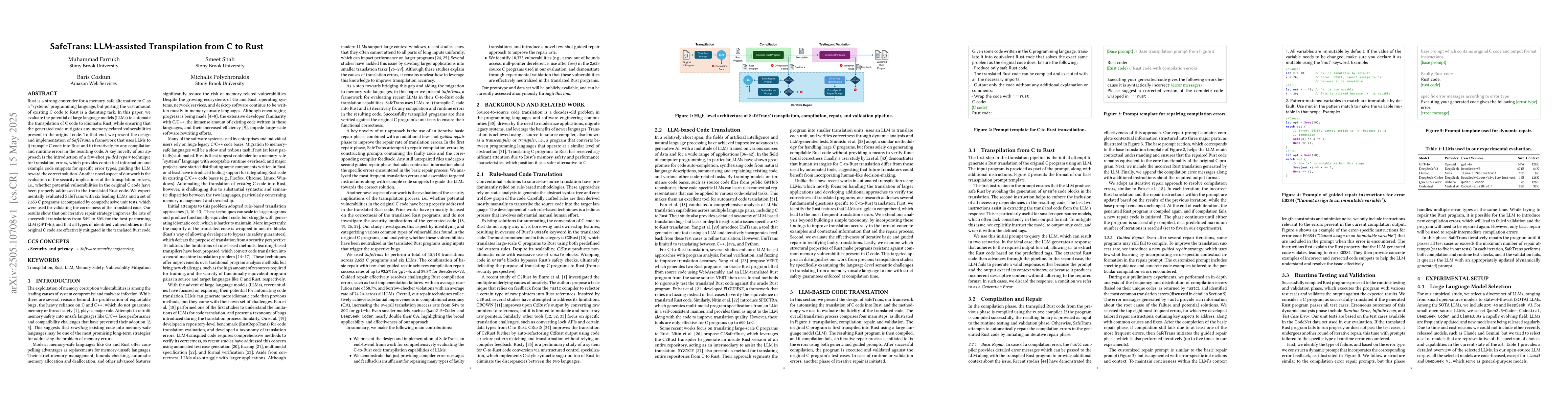 Thumbnail for SafeTrans: LLM-assisted Transpilation from C to Rust