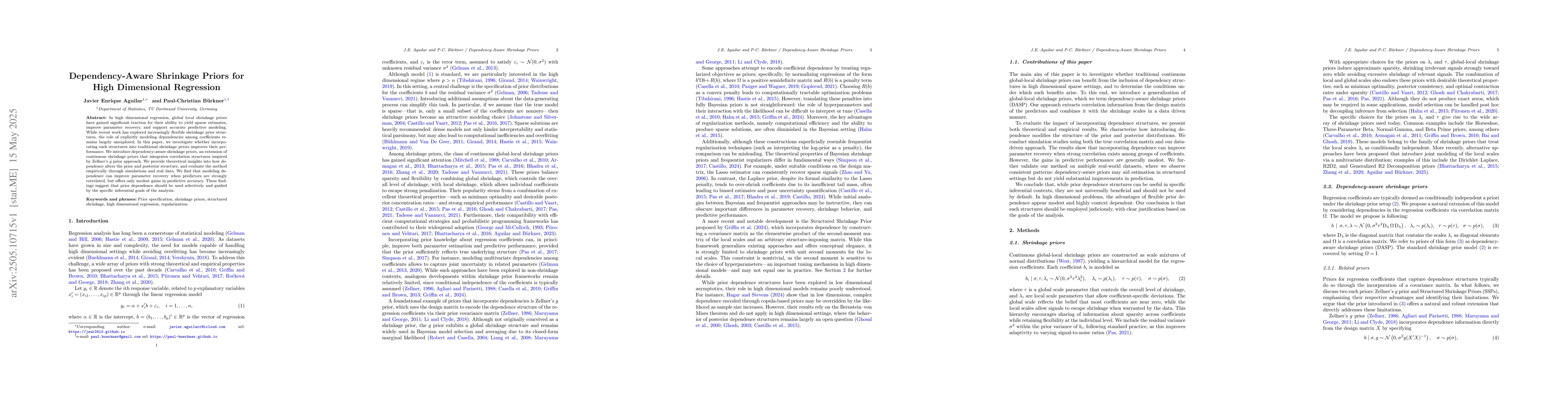 Thumbnail for Dependency-Aware Shrinkage Priors for High Dimensional Regression