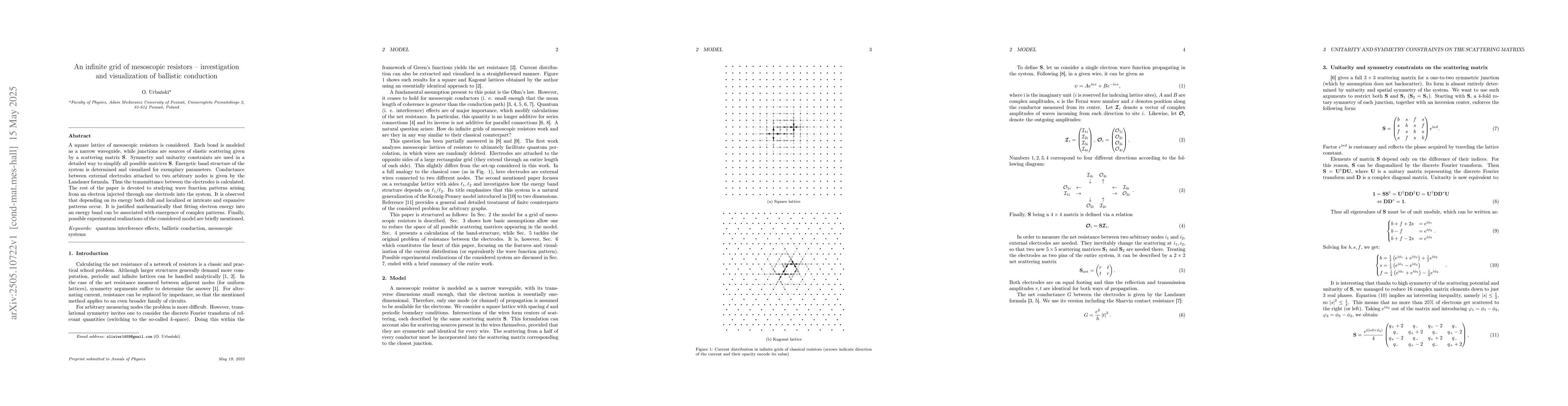 Thumbnail for An infinite grid of mesoscopic resistors: investigation and
  visualization of ballistic conduction
