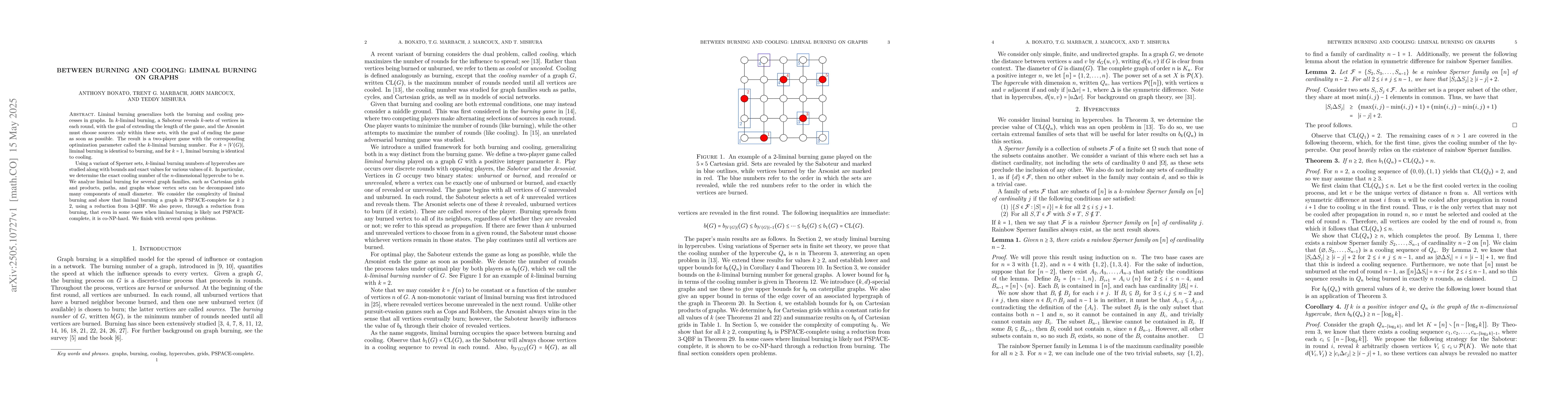 Thumbnail for Between burning and cooling: liminal burning on graphs
