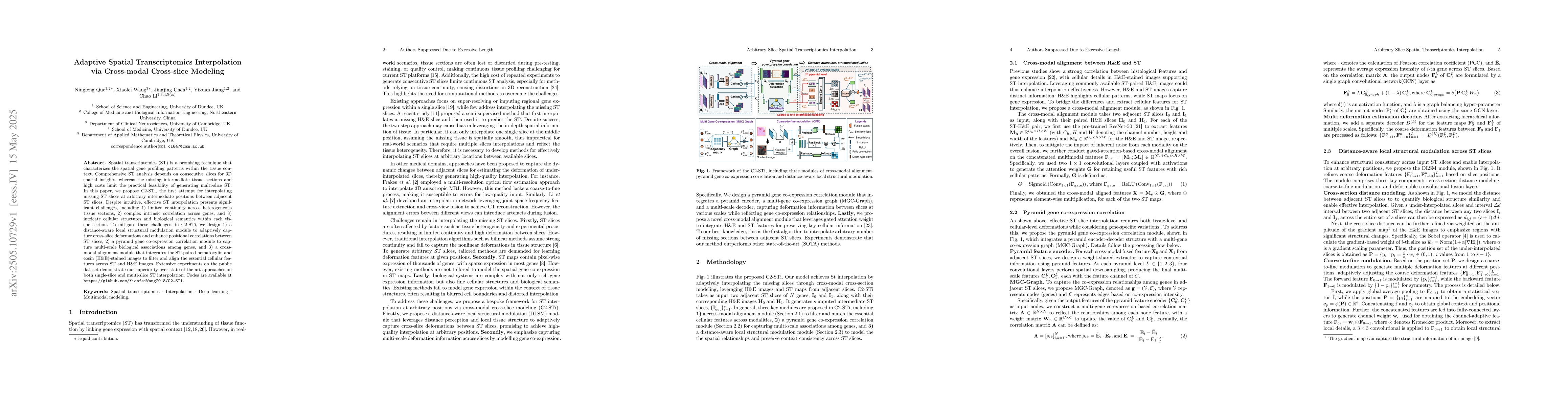 Thumbnail for Adaptive Spatial Transcriptomics Interpolation via Cross-modal
  Cross-slice Modeling