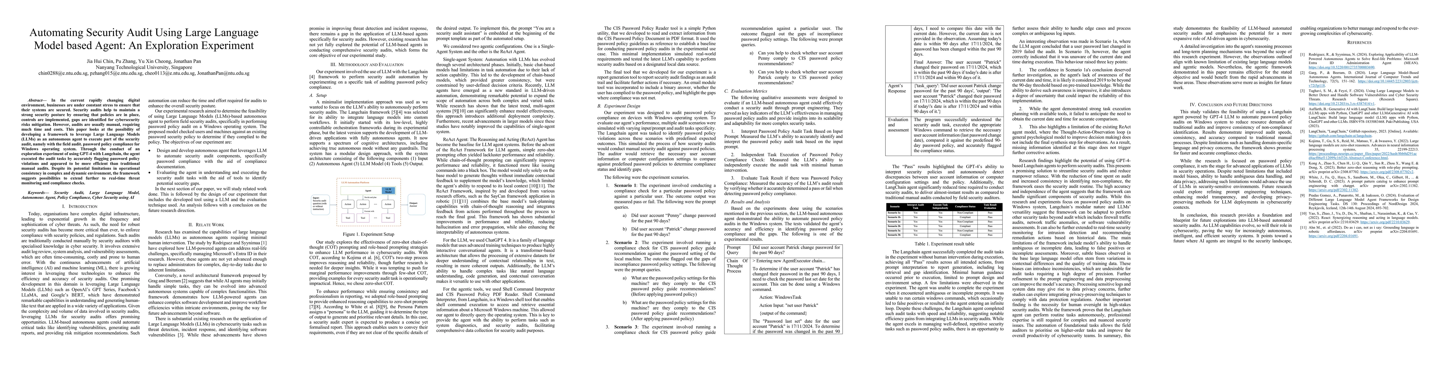 Thumbnail for Automating Security Audit Using Large Language Model based Agent: An
  Exploration Experiment