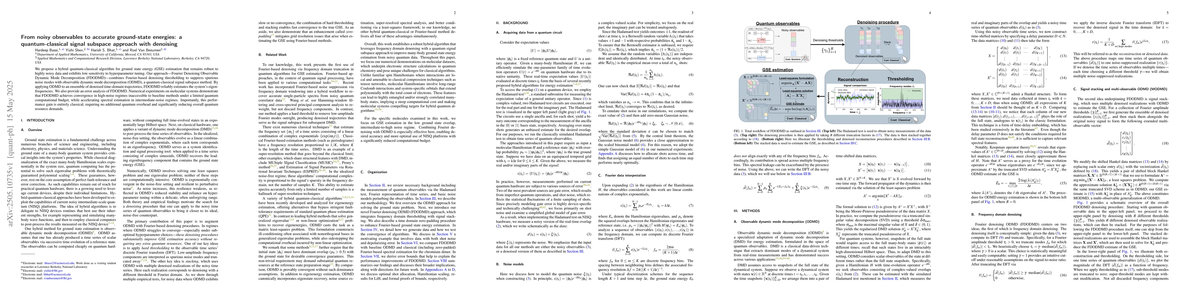 Thumbnail for From noisy observables to accurate ground state energies: a quantum
  classical signal subspace approach with denoising