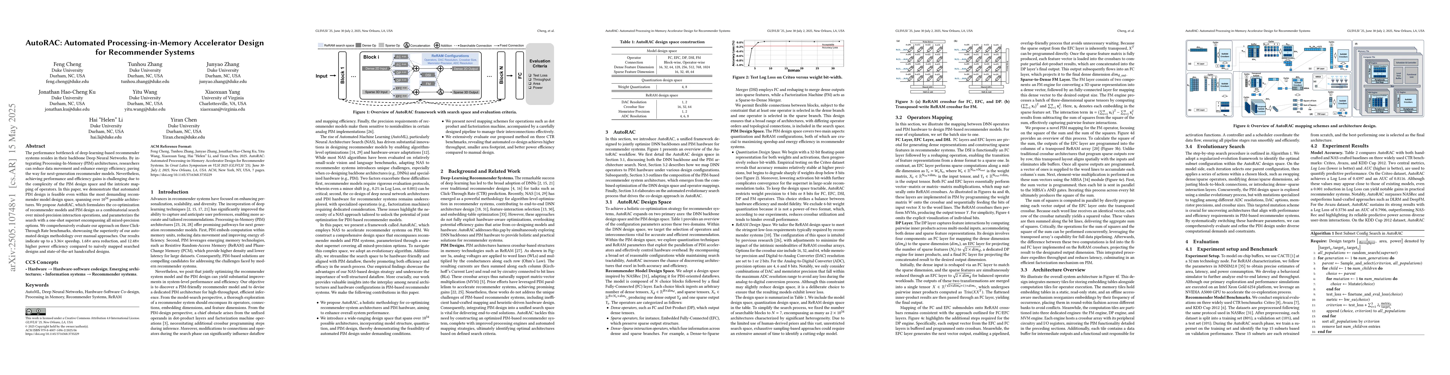 Thumbnail for AutoRAC: Automated Processing-in-Memory Accelerator Design for
  Recommender Systems