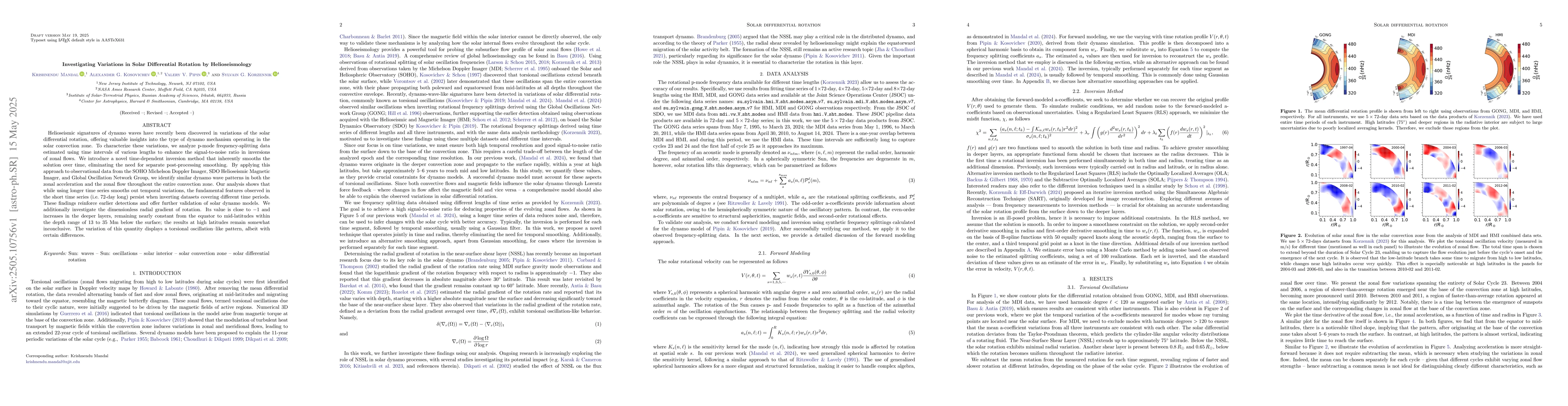 Thumbnail for Investigating Variations in Solar Differential Rotation by
  Helioseismology
