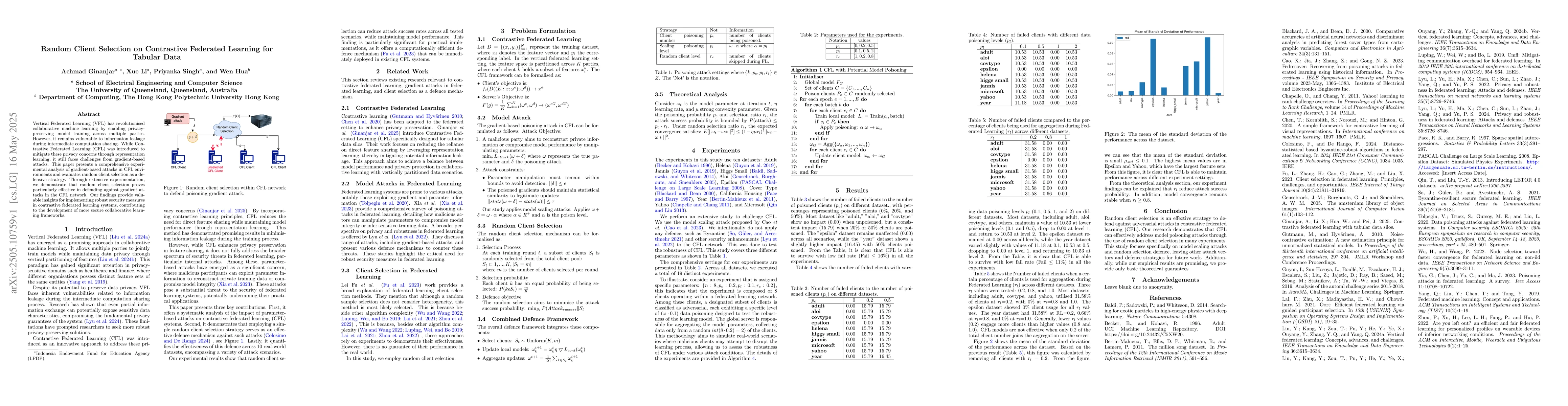 Thumbnail for Random Client Selection on Contrastive Federated Learning for Tabular
  Data