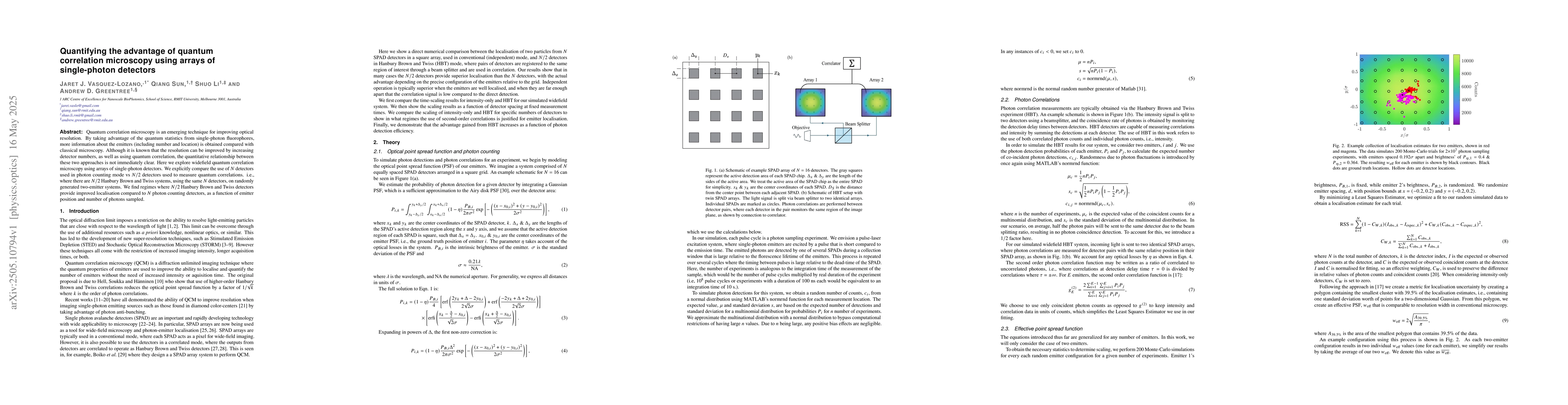 Thumbnail for Quantifying the advantage of quantum correlation microscopy using arrays
  of single-photon detectors
