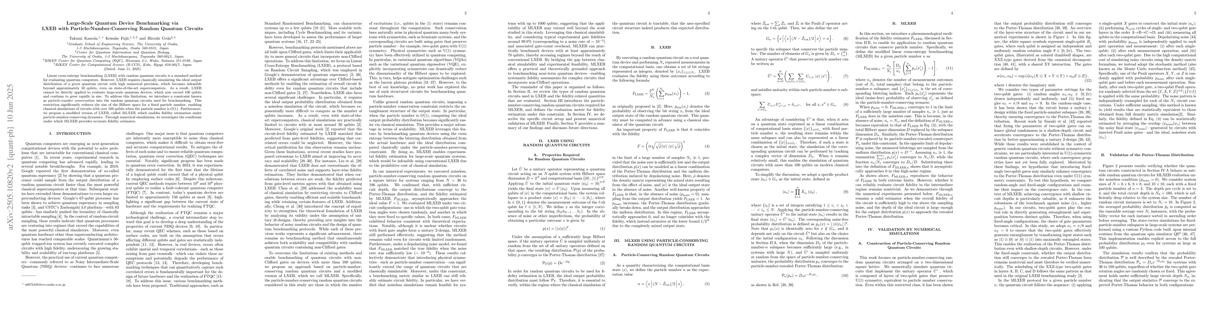 Thumbnail for Large-Scale Quantum Device Benchmarking via LXEB with
  Particle-Number-Conserving Random Quantum Circuits