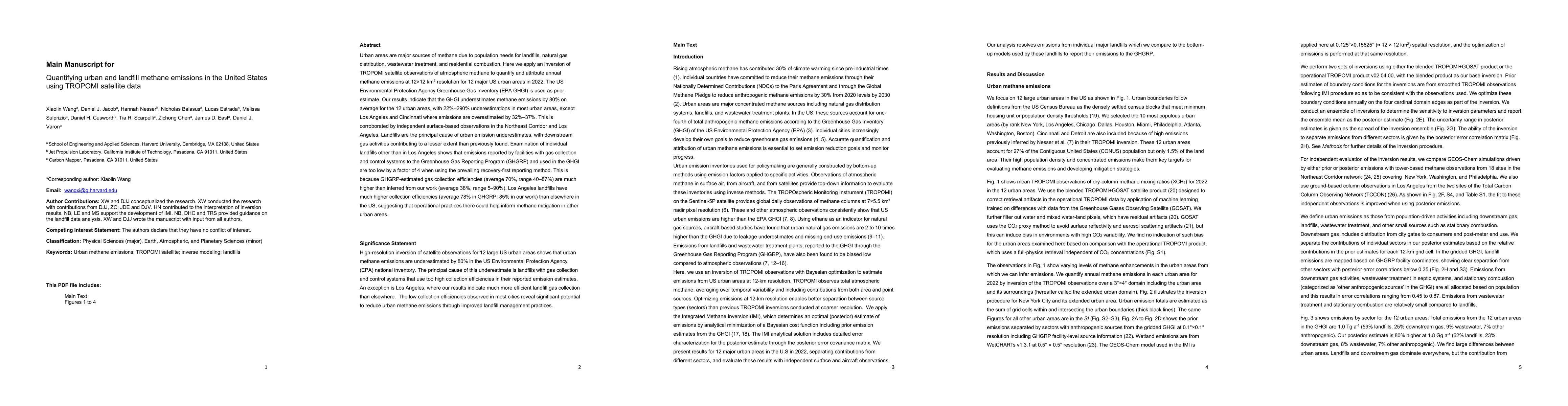 Thumbnail for Quantifying urban and landfill methane emissions in the United States
  using TROPOMI satellite data