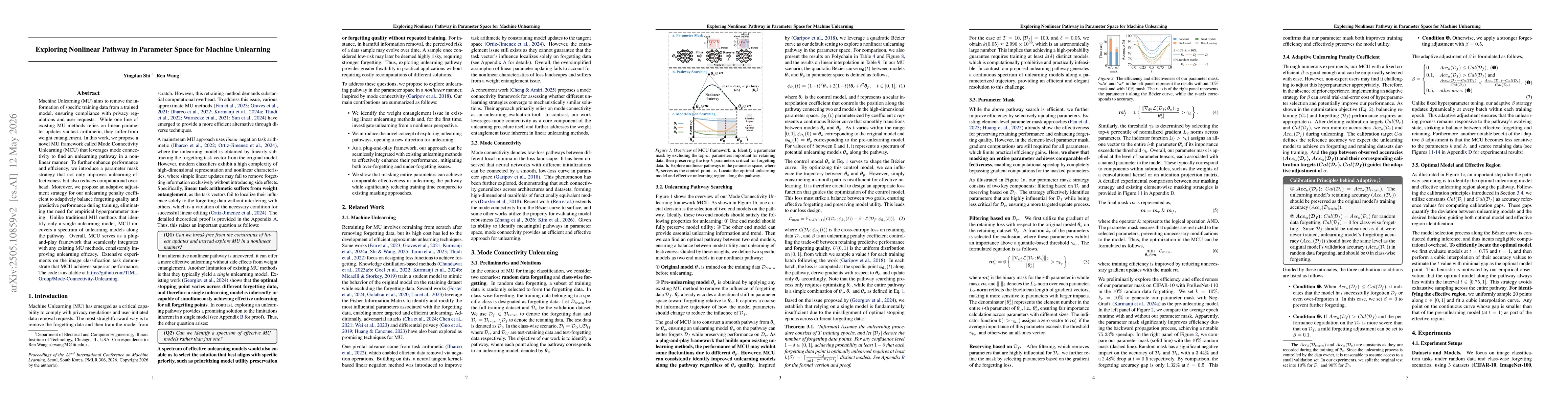 Thumbnail for Exploring Nonlinear Pathway in Parameter Space for Machine Unlearning