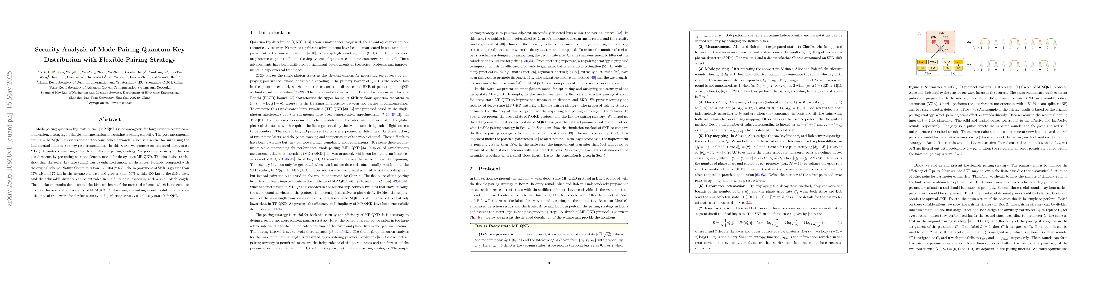 Thumbnail for Security Analysis of Mode-Pairing Quantum Key Distribution with Flexible
  Pairing Strategy