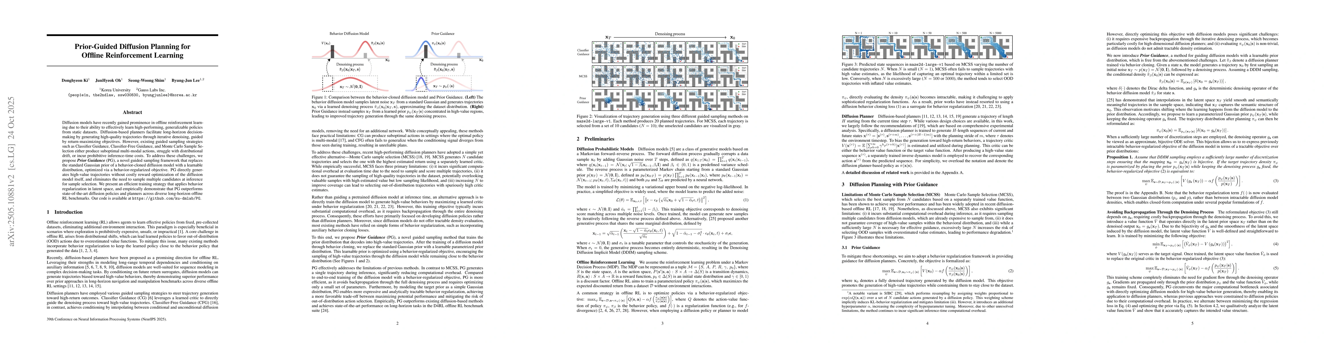 Thumbnail for Prior-Guided Diffusion Planning for Offline Reinforcement Learning
