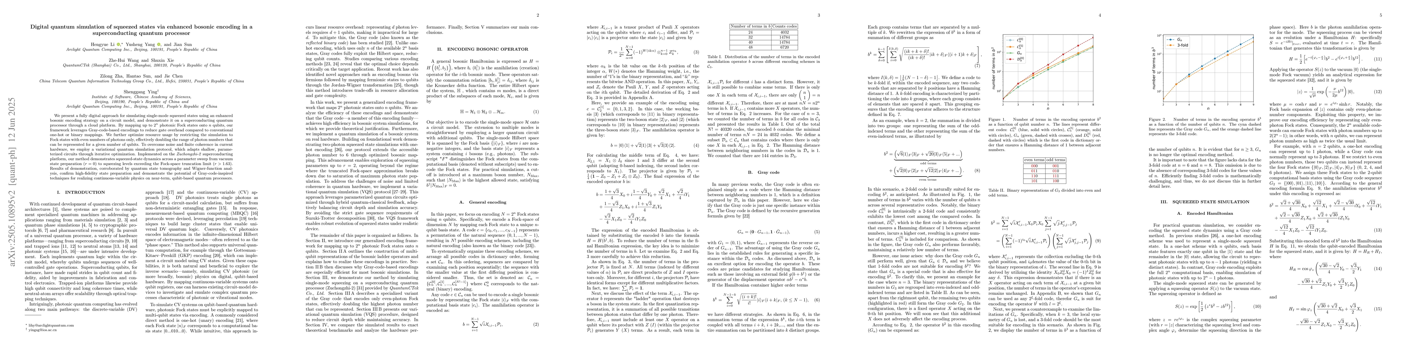 Thumbnail for Digital quantum simulation of squeezed states via enhanced bosonic
  encoding in a superconducting quantum processor
