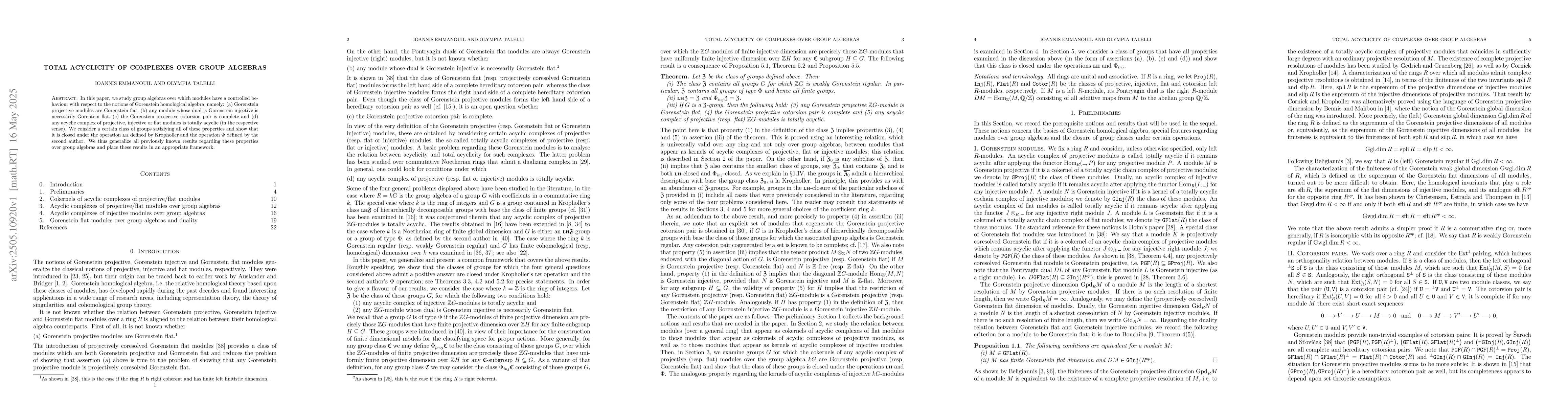 Thumbnail for Total acyclicity of complexes over group algebras