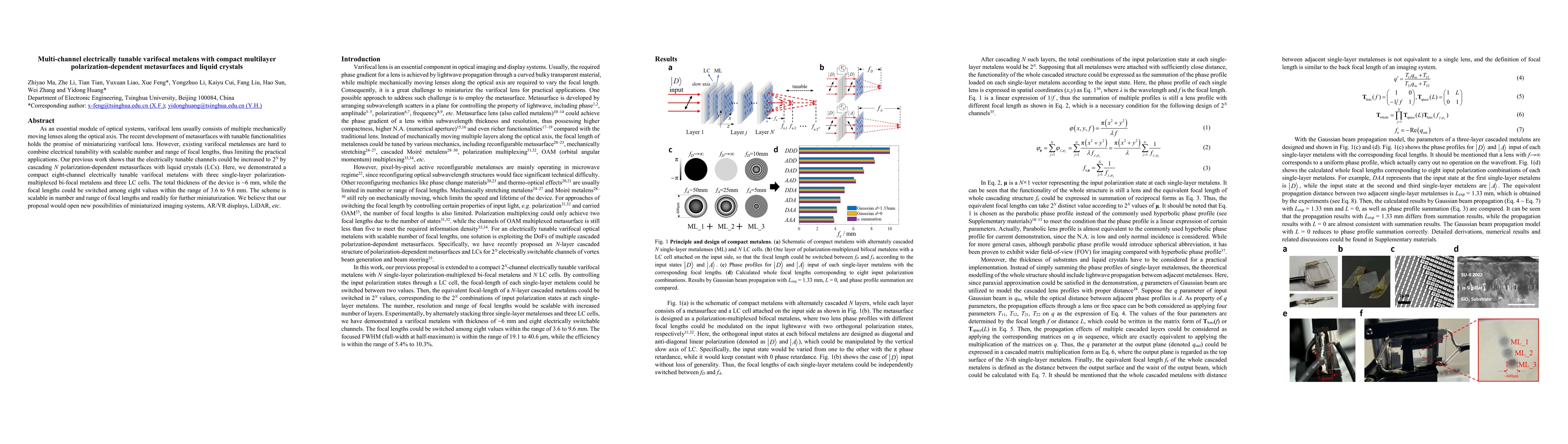 Thumbnail for Multi-channel electrically tunable varifocal metalens with compact
  multilayer polarization-dependent metasurfaces and liquid crystals