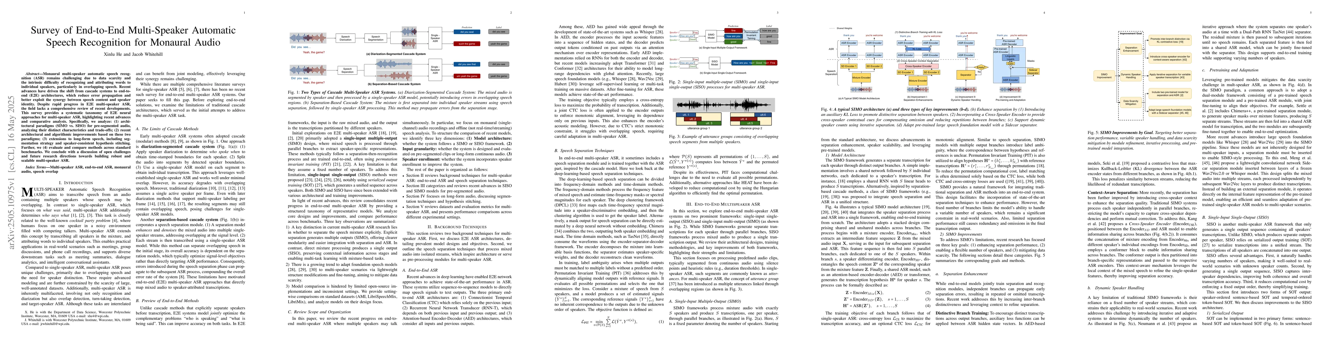 Thumbnail for Survey of End-to-End Multi-Speaker Automatic Speech Recognition for
  Monaural Audio