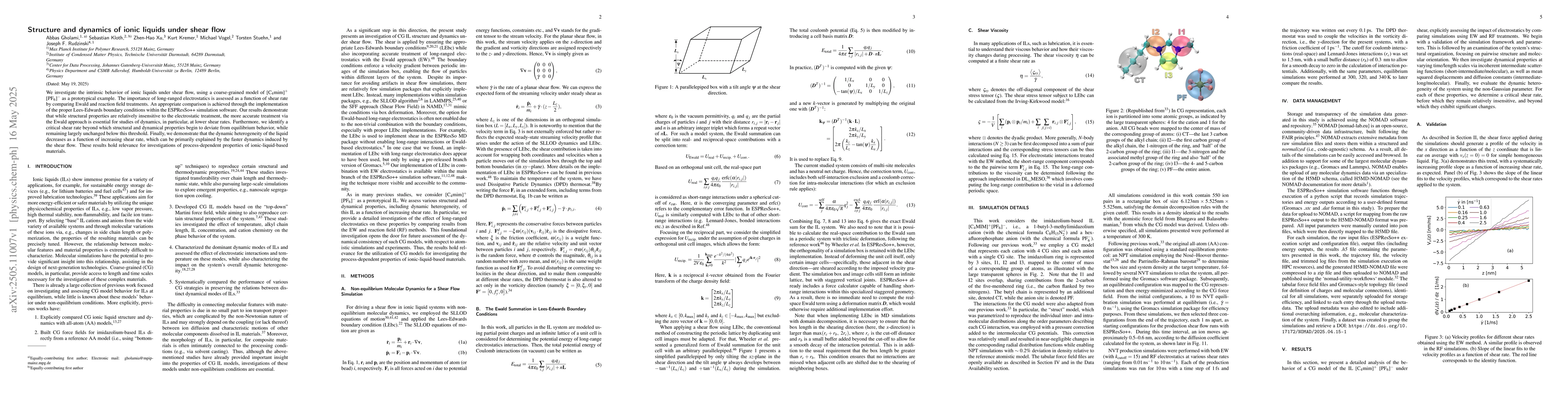Thumbnail for Structure and dynamics of ionic liquids under shear flow