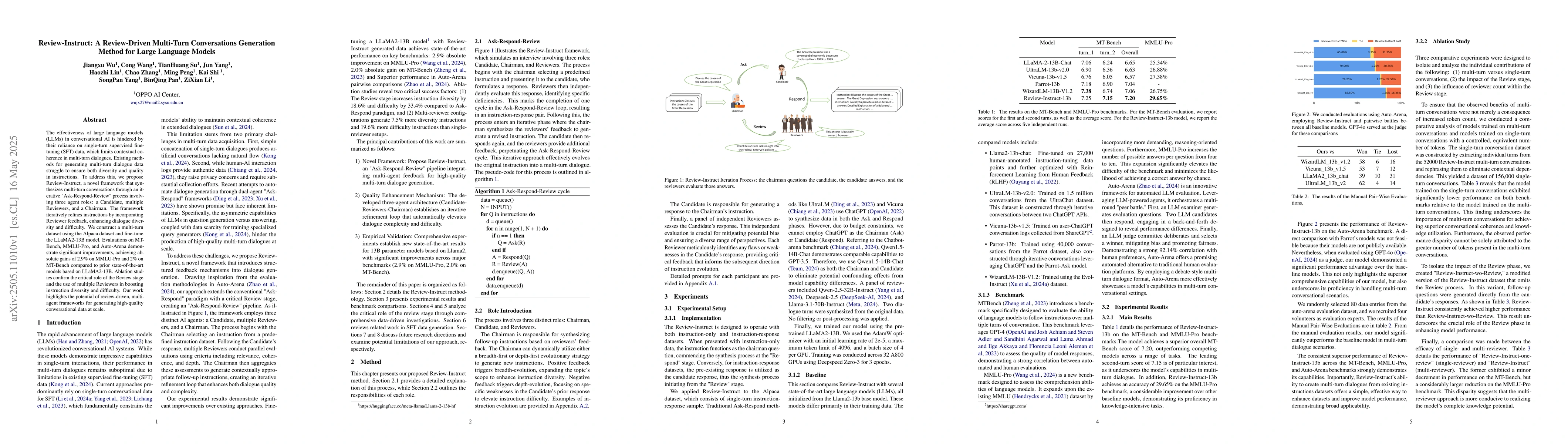 Thumbnail for Review-Instruct: A Review-Driven Multi-Turn Conversations Generation
  Method for Large Language Models