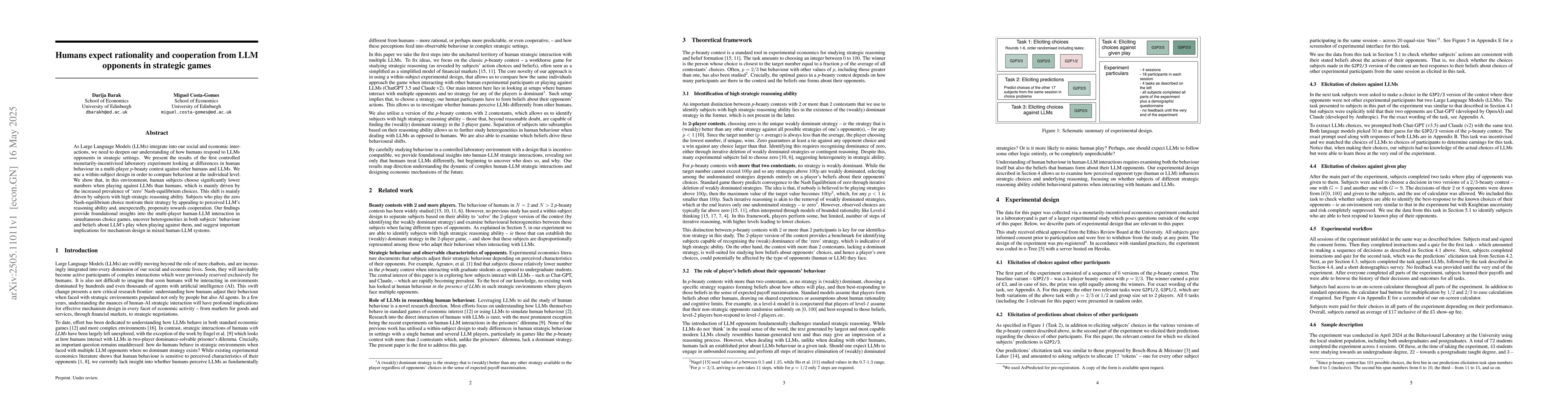 Thumbnail for Humans expect rationality and cooperation from LLM opponents in
  strategic games
