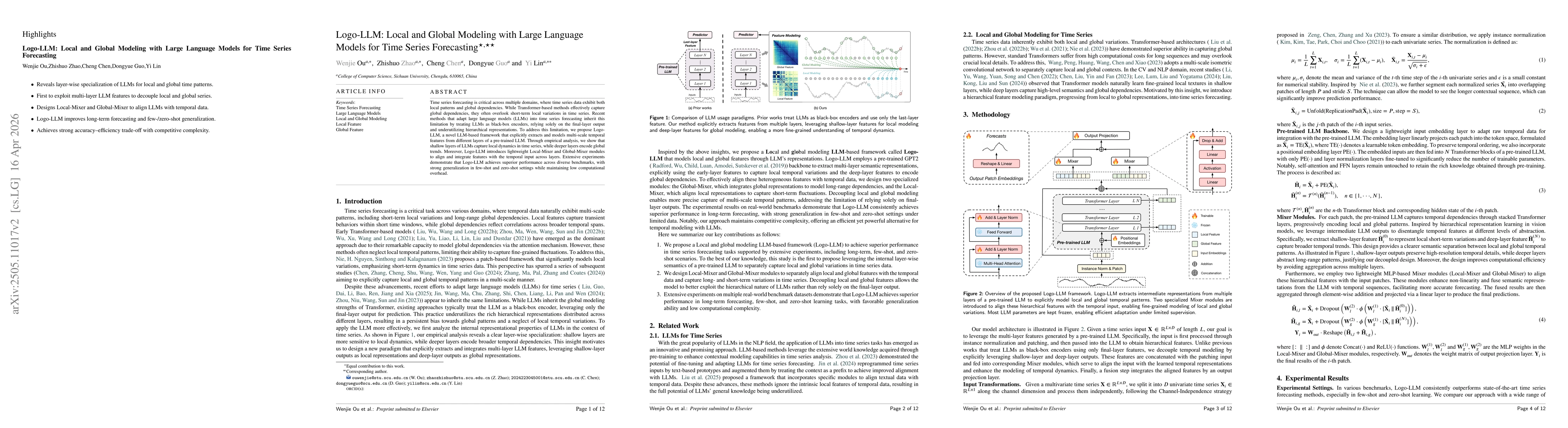 Thumbnail for Logo-LLM: Local and Global Modeling with Large Language Models for Time Series Forecasting