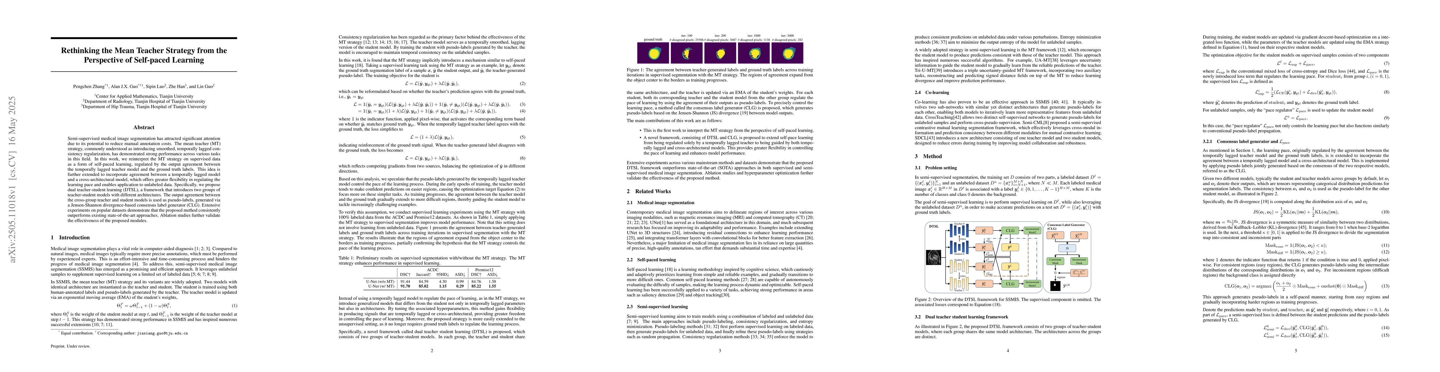 Thumbnail for Rethinking the Mean Teacher Strategy from the Perspective of Self-paced
  Learning