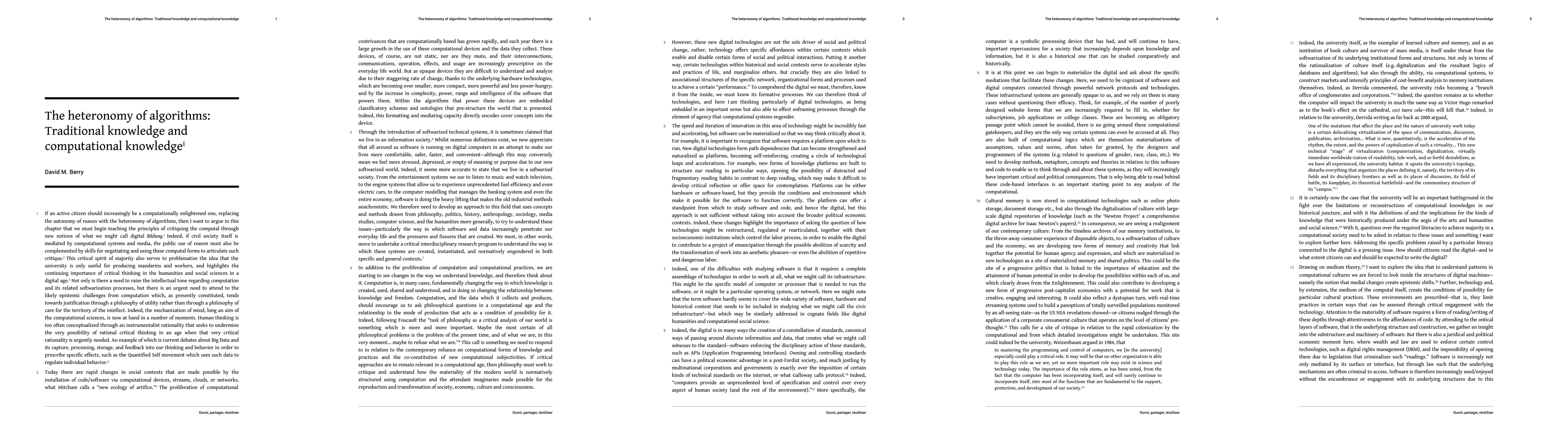 Thumbnail for The heteronomy of algorithms: Traditional knowledge and computational
  knowledge