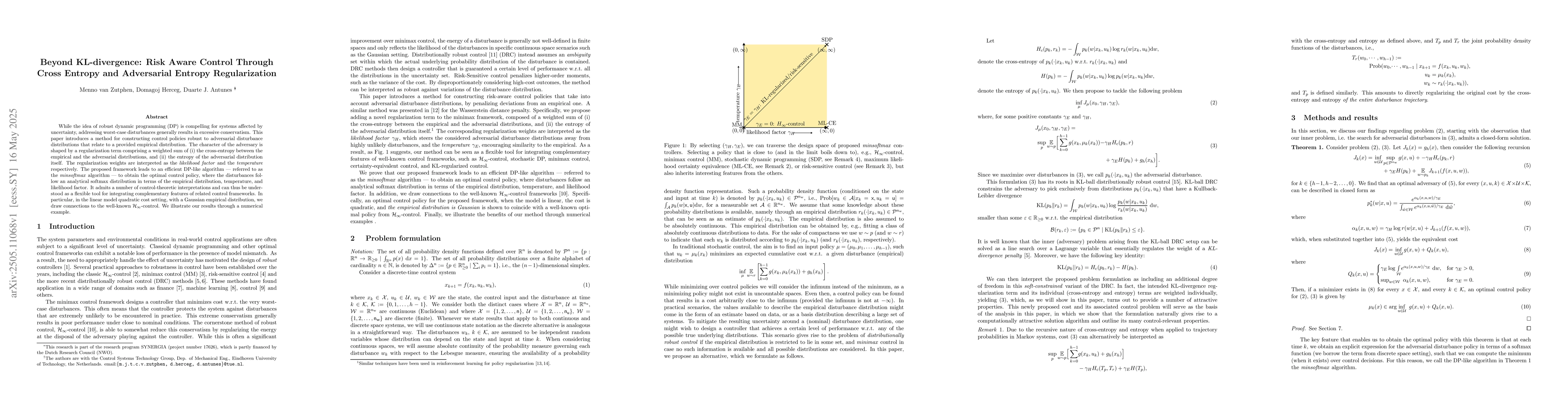 Thumbnail for Beyond KL-divergence: Risk Aware Control Through Cross Entropy and
  Adversarial Entropy Regularization