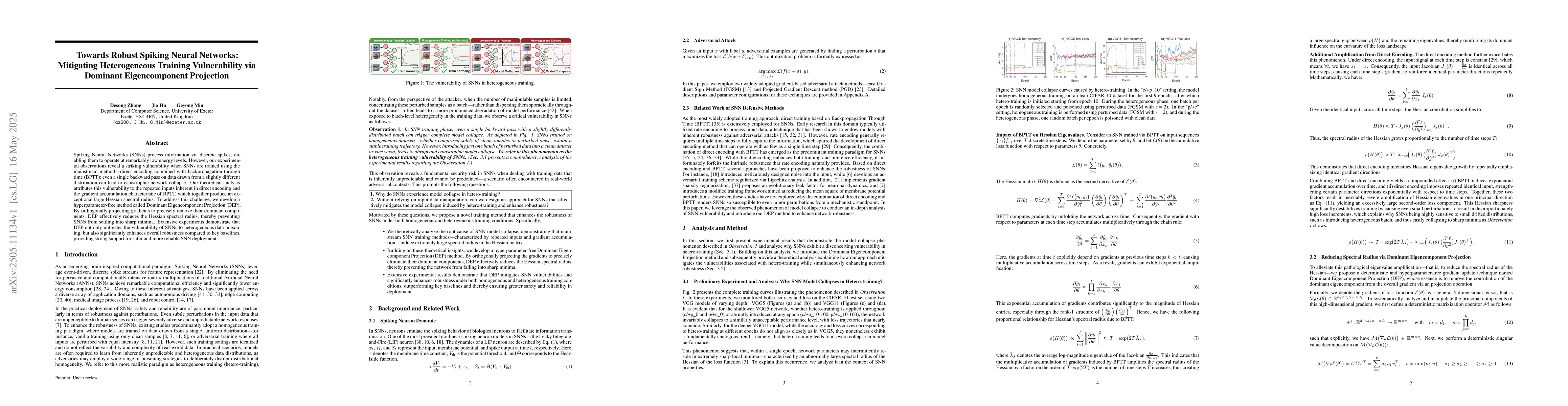 Thumbnail for Towards Robust Spiking Neural Networks:Mitigating Heterogeneous Training
  Vulnerability via Dominant Eigencomponent Projection