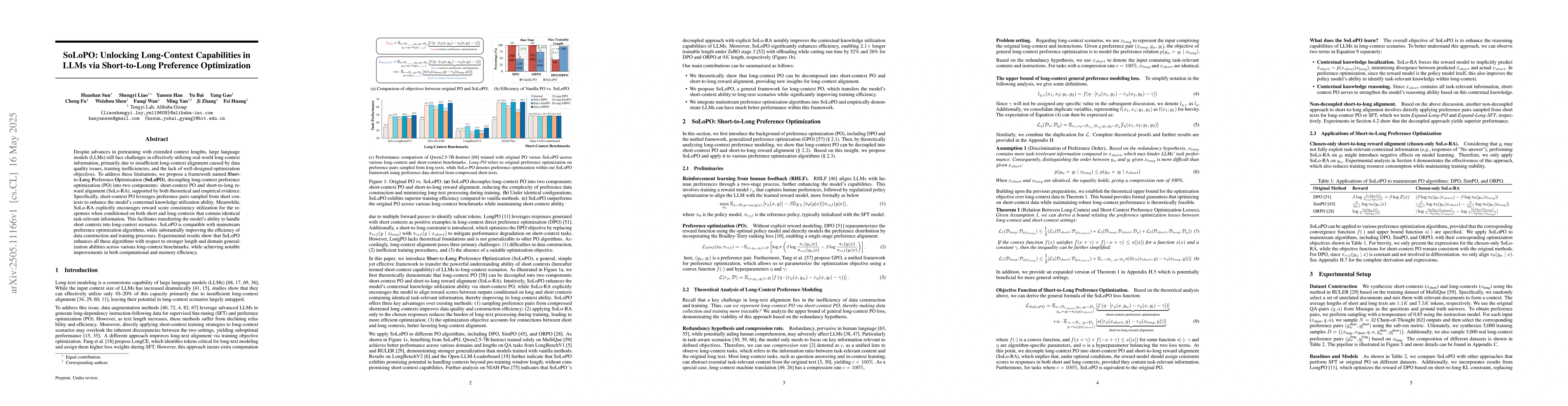 Thumbnail for SoLoPO: Unlocking Long-Context Capabilities in LLMs via Short-to-Long
  Preference Optimization