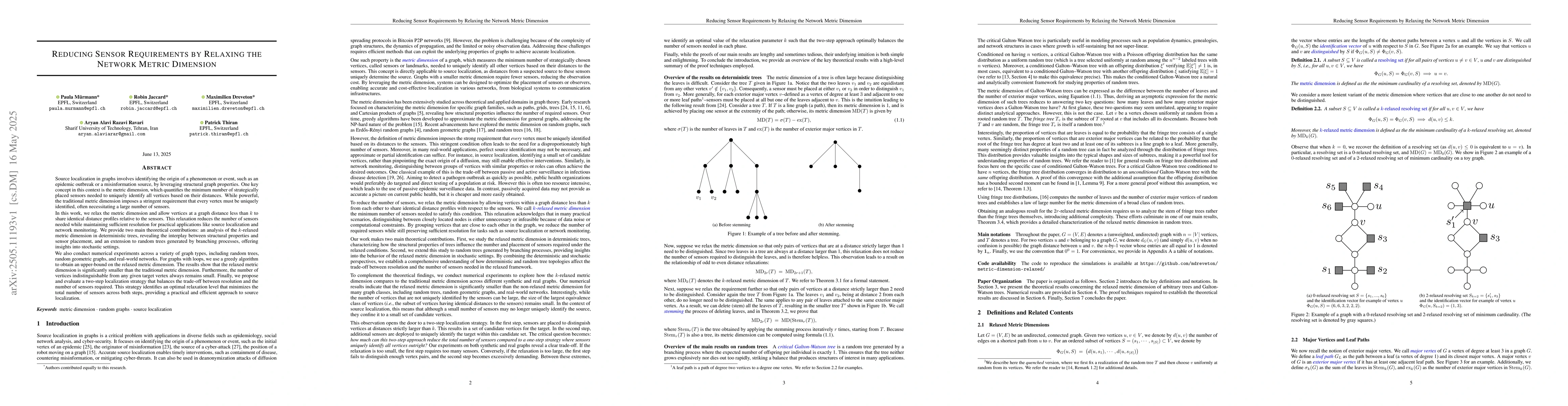 Thumbnail for Reducing Sensor Requirements by Relaxing the Network Metric Dimension