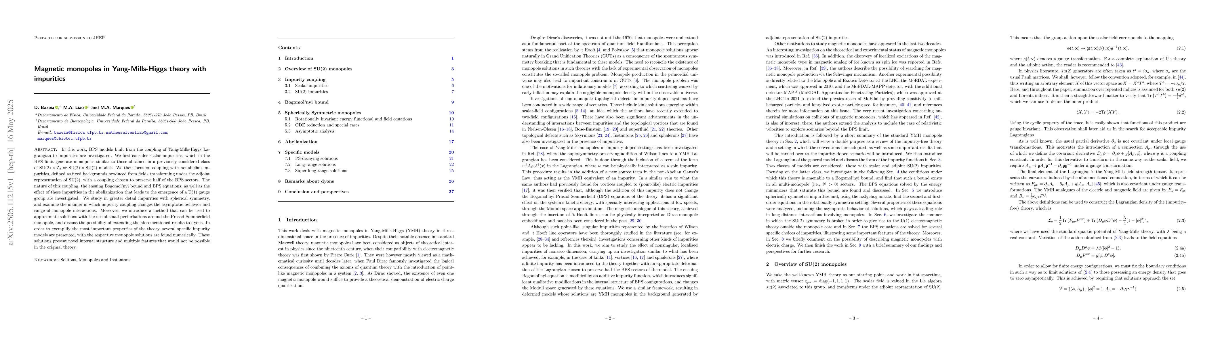 Thumbnail for Magnetic monopoles in Yang-Mills-Higgs theory with impurities