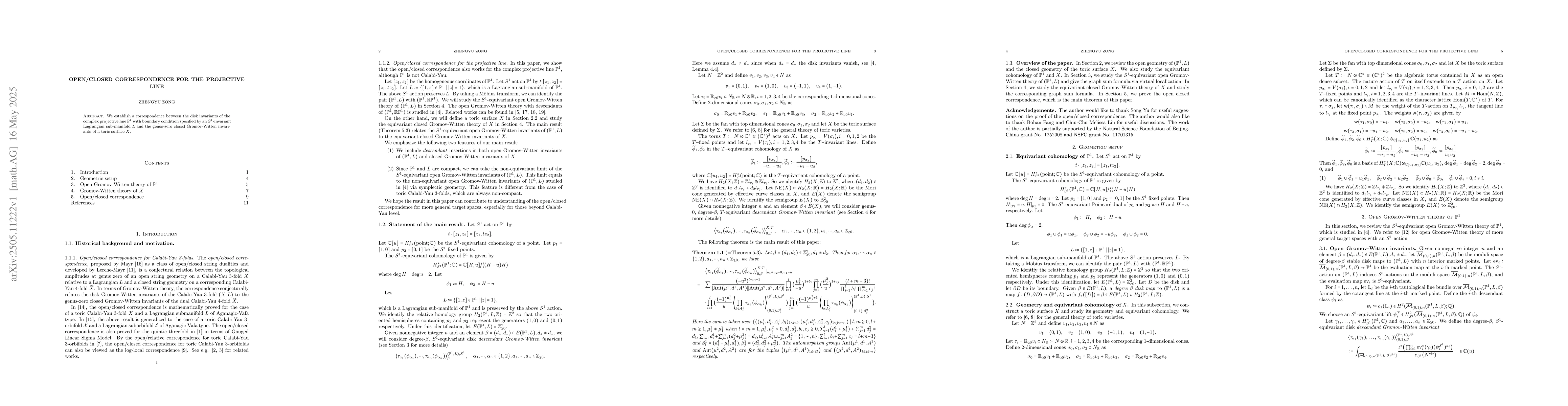 Thumbnail for Open/closed correspondence for the projective line