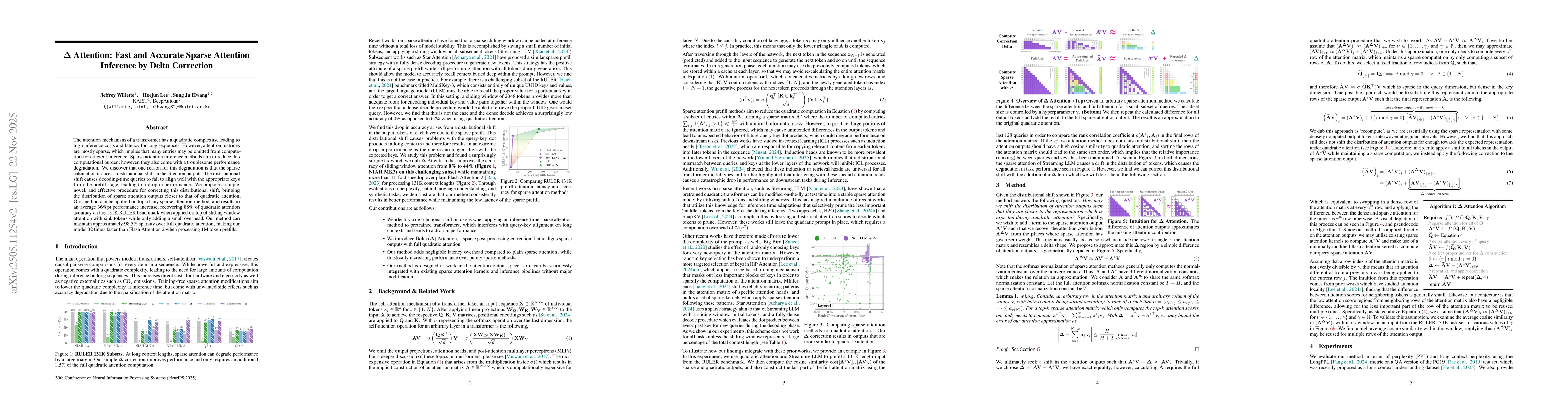 Thumbnail for Delta Attention: Fast and Accurate Sparse Attention Inference by Delta Correction