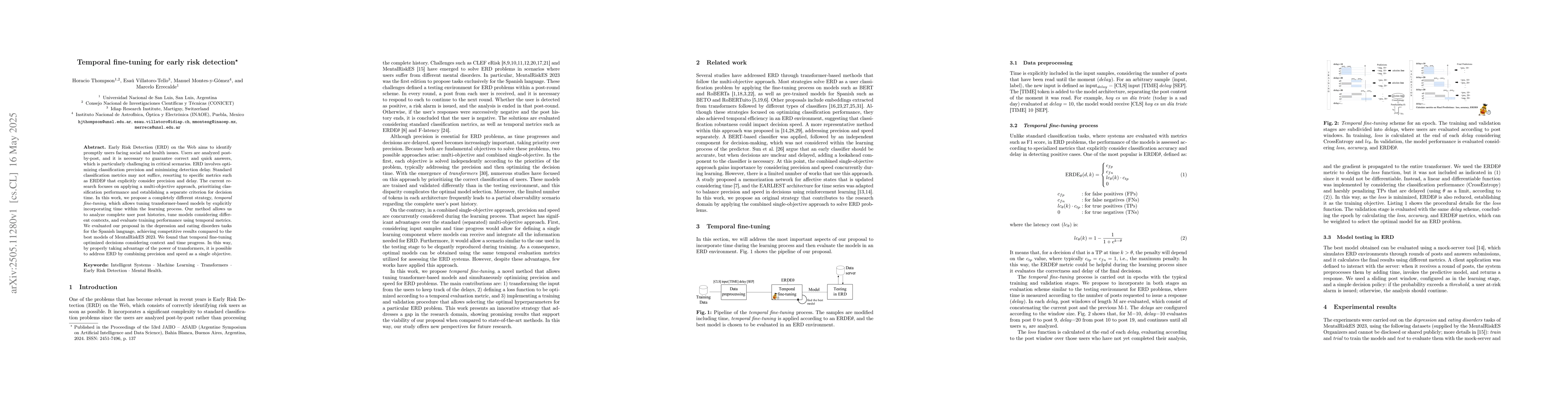 Thumbnail for Temporal fine-tuning for early risk detection
