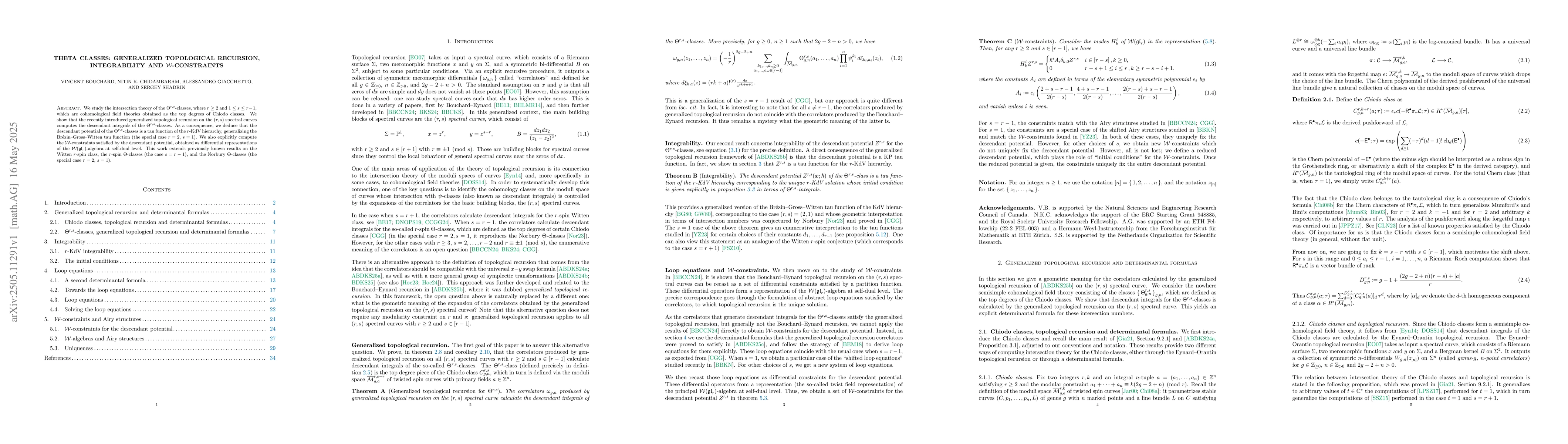 Thumbnail for Theta classes: generalized topological recursion, integrability and
  $\mathcal{W}$-constraints