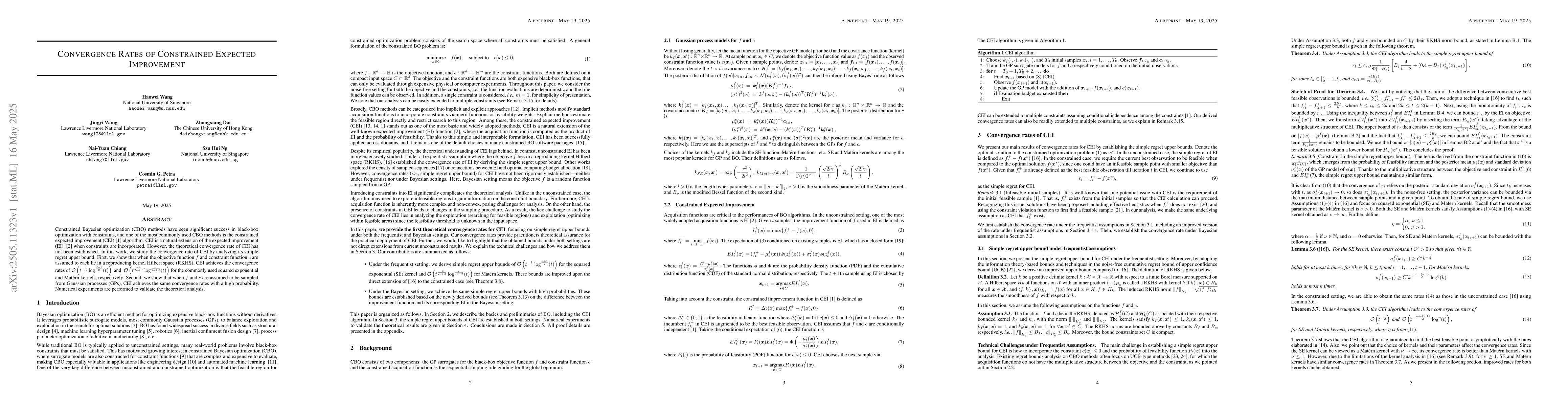 Thumbnail for Convergence Rates of Constrained Expected Improvement