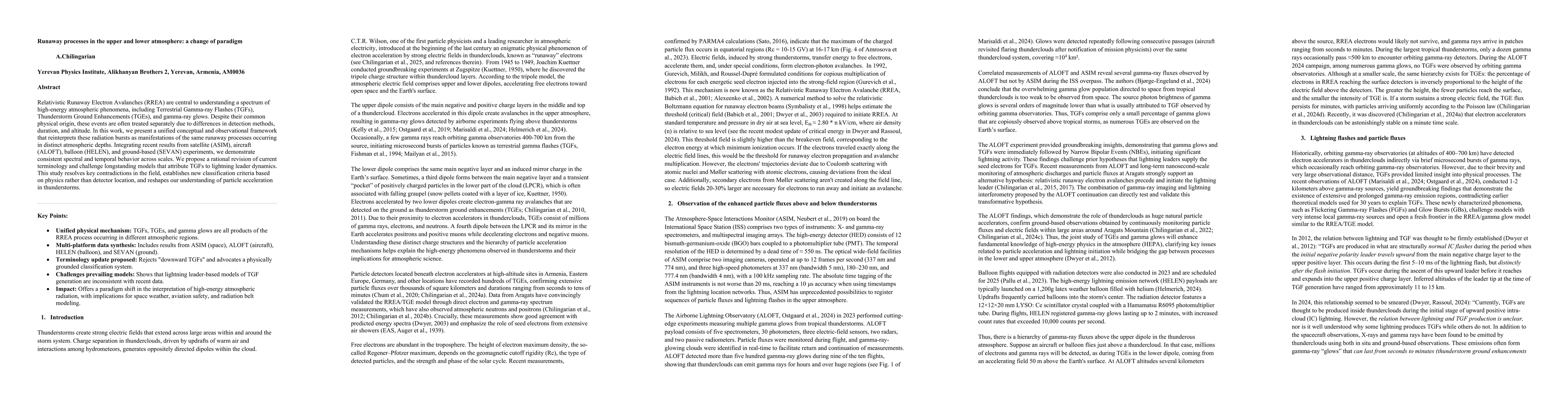 Thumbnail for Runaway processes in the upper and lower atmosphere: a change of
  paradigm